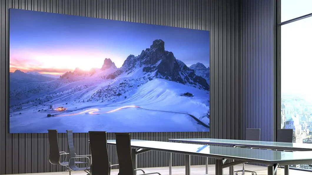Fine-pitch indoor LED wall in a corporate boardroom
