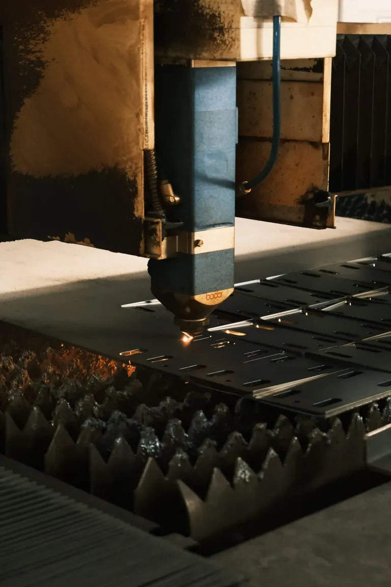 Laser cutting machinery in a factory